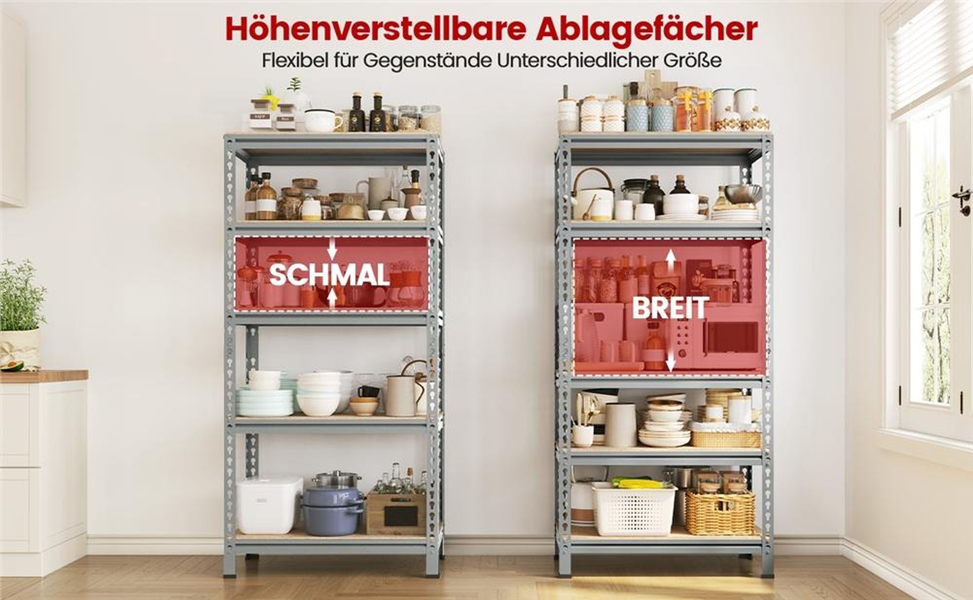 Yaheetech Schwerlastregal 150x70x30cm, max. 560 kg, 5 höhenverstellbare MDF-Böden, Lagerregal, Hellgrau