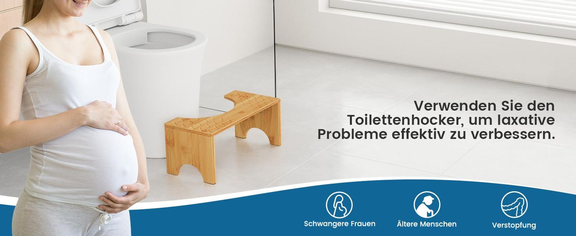 Toilettenhocker, Toilettenstuhl, Fußhocker aus Bambus, Tritthocker, Stuhlgang Unterstützung, Schemel Bad Klohocker Falten Fußbank