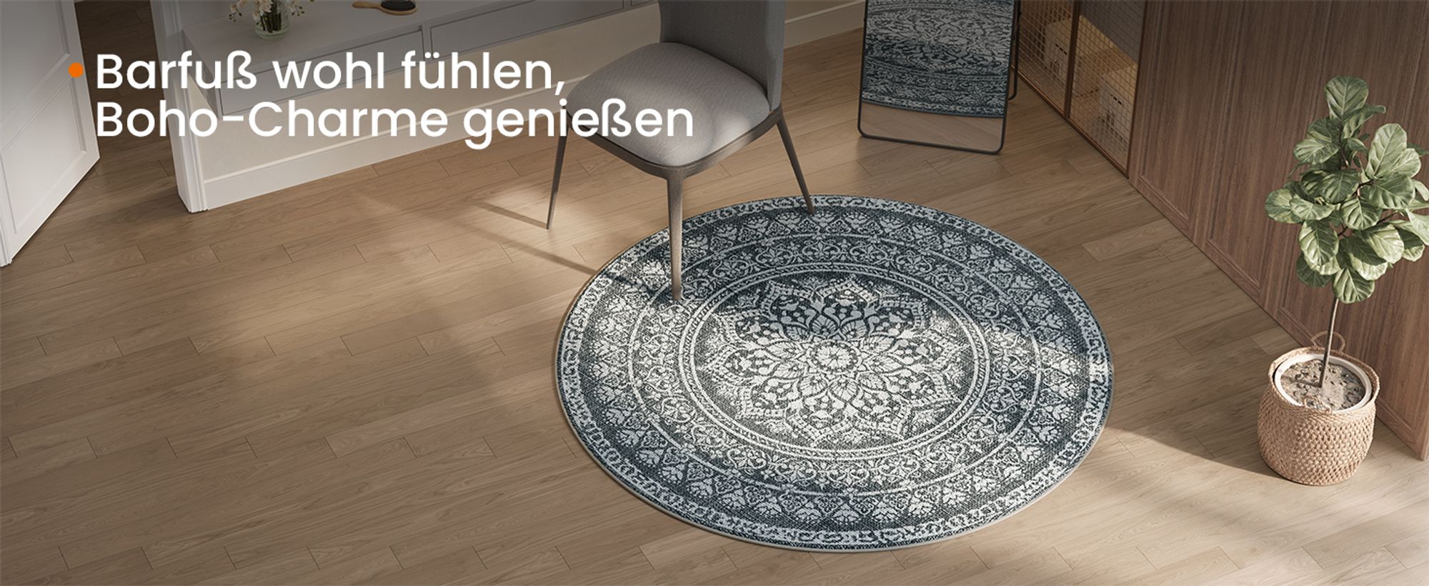 SONGMICS HOME Teppich rund, 160 cm d, Wohnzimmerteppich, rutschfester Teppich, flauschig, Dekoration, für Wohnzimmer, Schlafzimmer, maschinenwaschbar