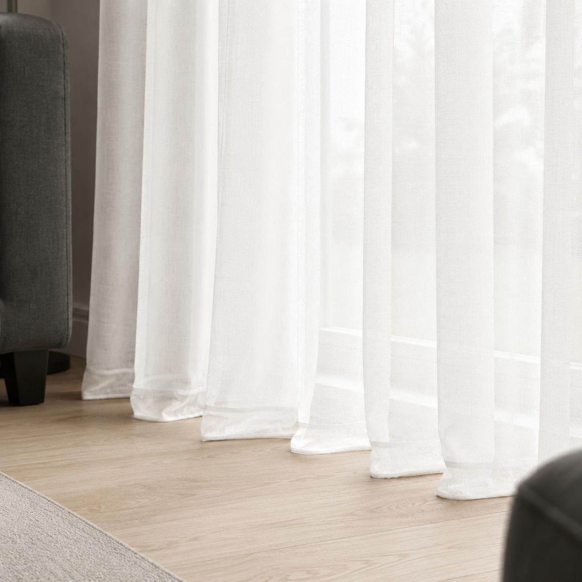 Weiß Vorhänge mit Kräuselband 132X244cm 2er Set  Transparent Voile Gardinen mit Tunnelzug Dekoschal Gardinenschal