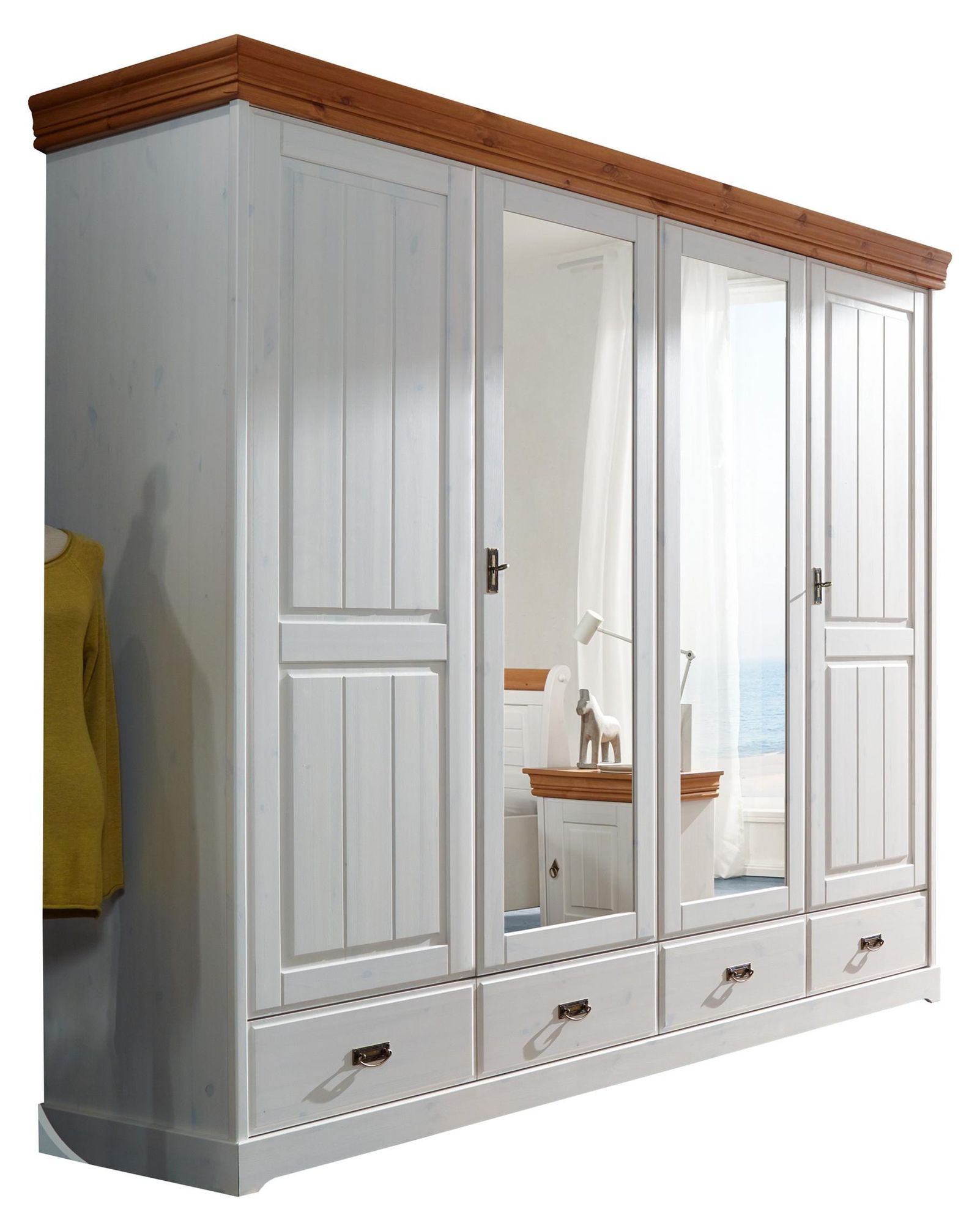 Lebenswert Kleiderschrank SZ-0132 – Kleiderschrank mit Spiegeltüren und flexiblem Stauraum