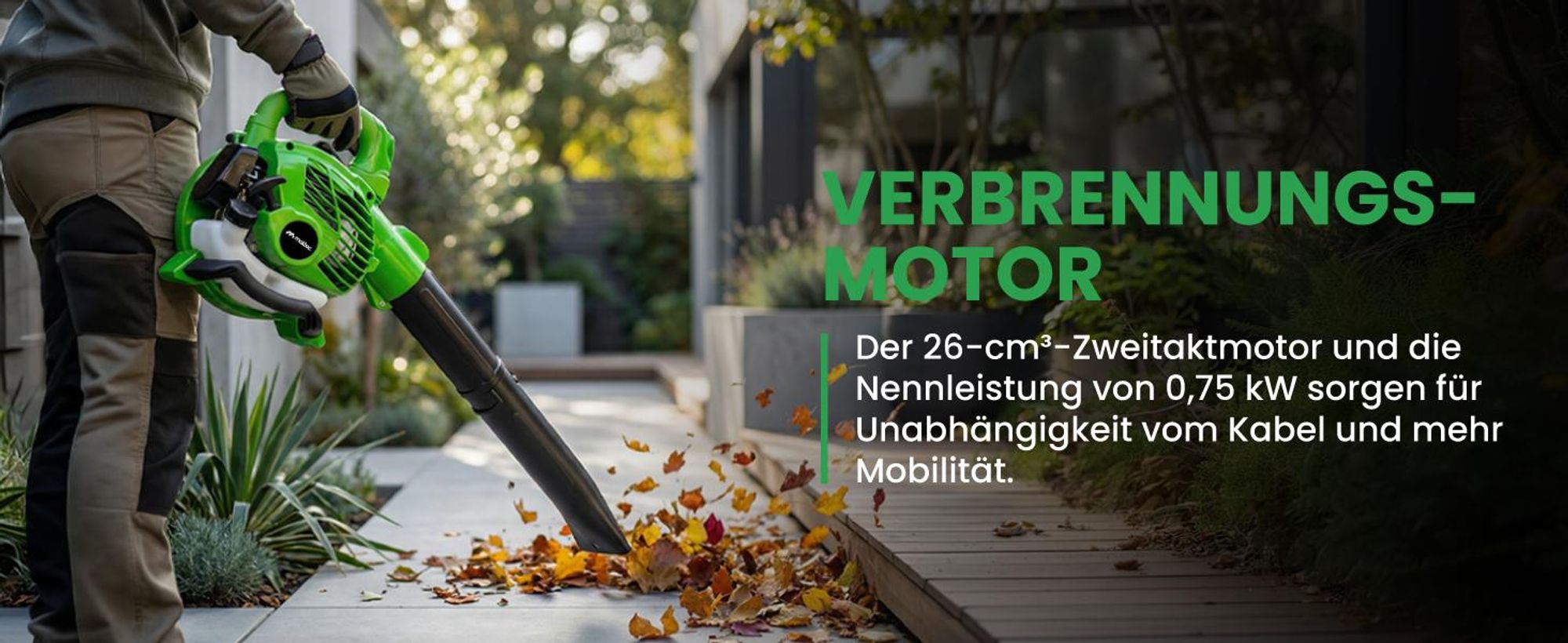 Benzin Laubsauger Laubbläser Gartenstaubsauger mit Häcksler Mator 2-Takt 26cc