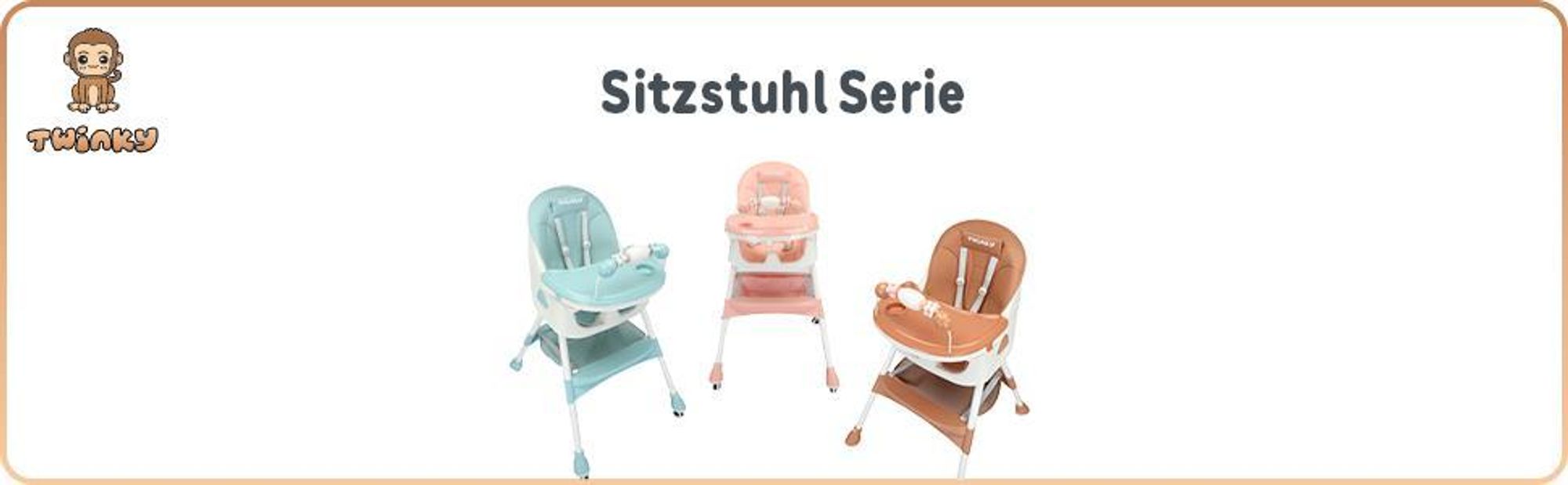 Twinky® Hochstuhl Baby MAXI - Braun - 2-in-1 Kinderhochstuhl - Klappbarer Esszimmerstuhl, Kinderwagen - Mitwachsstuhl und Babystuhl für Neugeborene