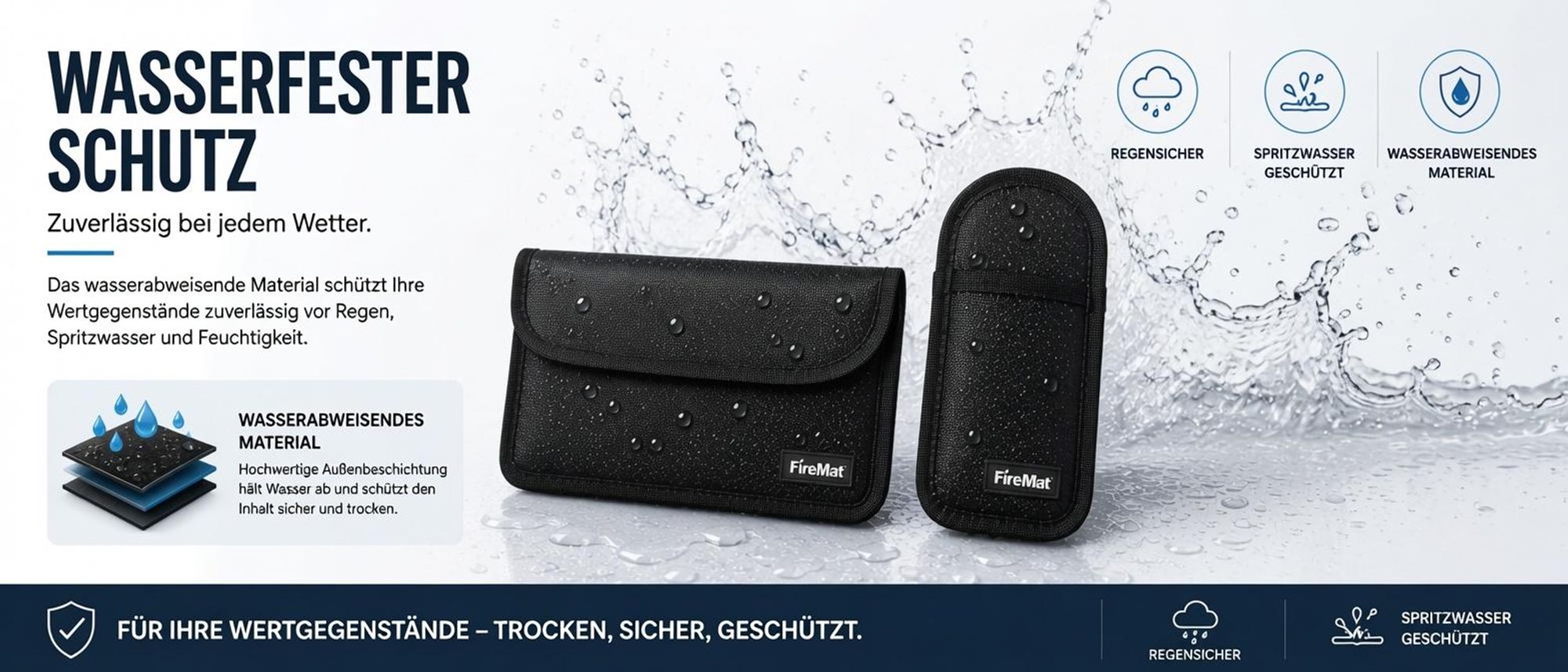 RFID Schutztasche, wasserabweisend, regensicher, Schutz vor Spritzwasser und Feuchtigkeit