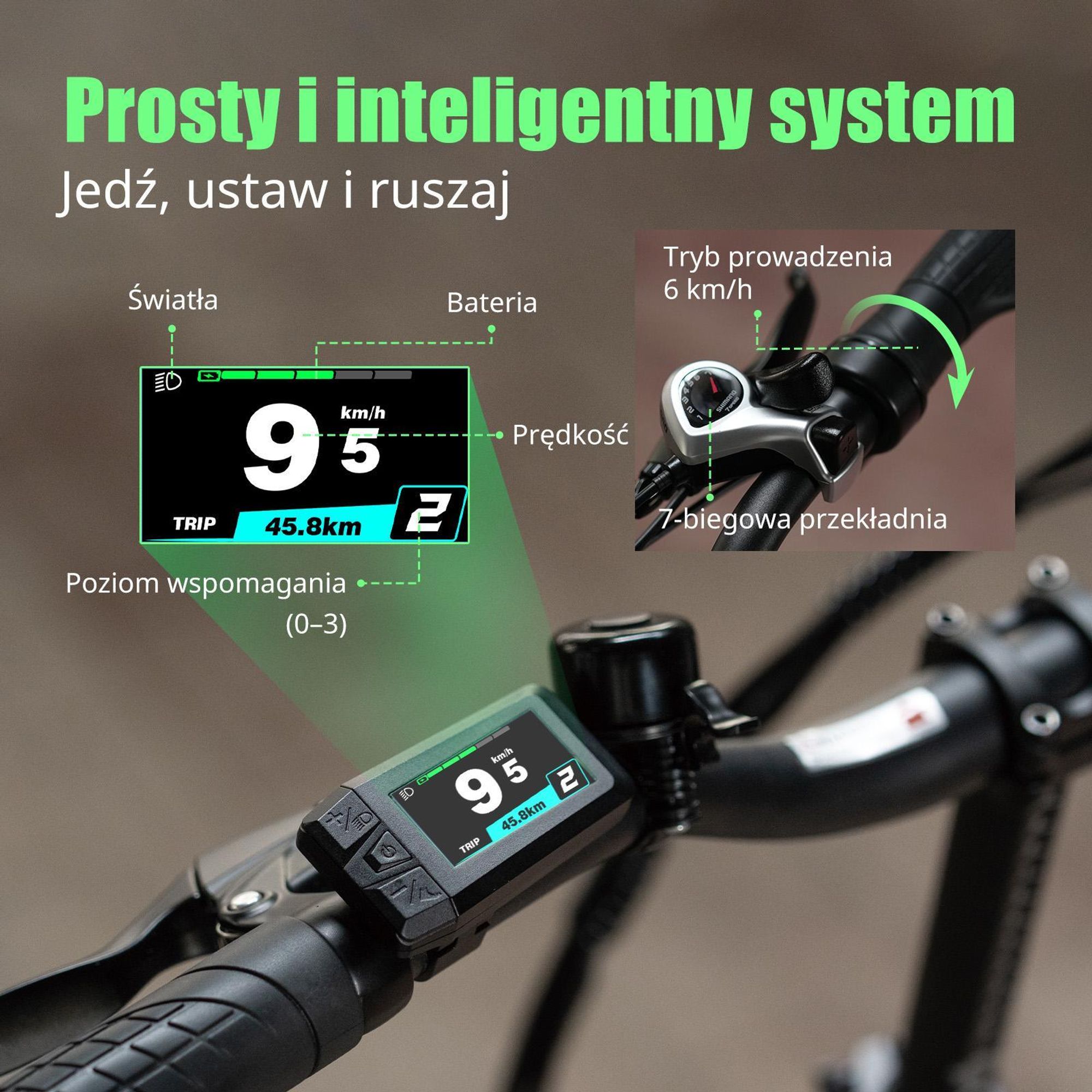 FAFREES F20 Flex e-bike składany - silnik 250W bateria 36V25Ah 95KM - Zielono Fioletowy