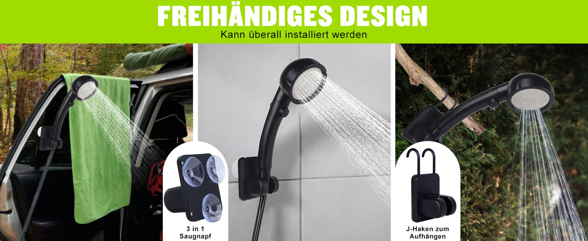 Tragbare Campingdusche,[6000 mAh] ,Pump- und Temperaturanzeige,mit Duschkopf und 2 m Schlauch für Garten, Waschen des Autos, Strand, Camping, Haustier