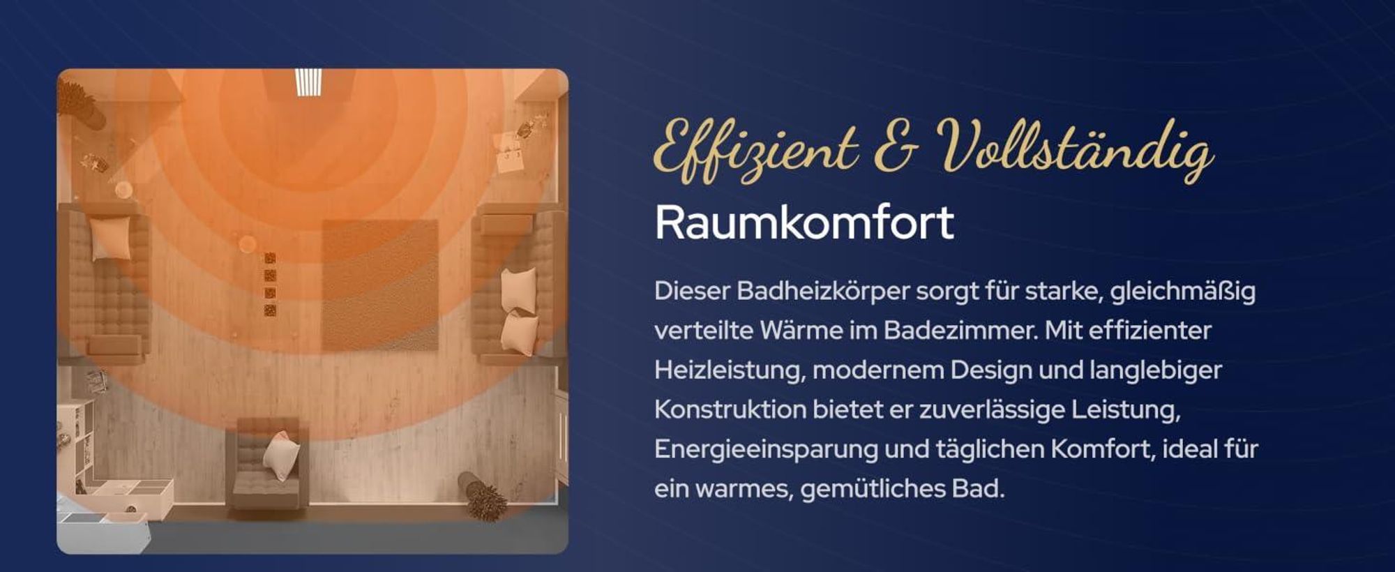 VILSTEIN Badheizkörper Seitliche Paneel-Heizkörper, Weiß, 1800 x 500 mm