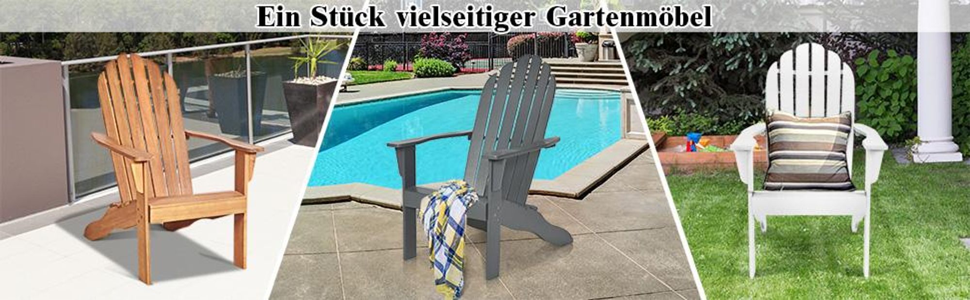 COSTWAY Adirondack-Gartenstuhl, Gartensessel, Gartenmoebel fuer den Garten, Terrasse natur