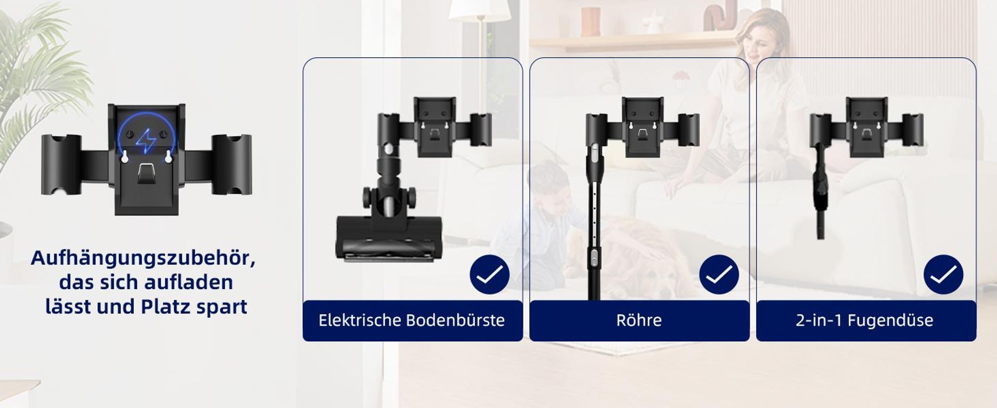Aiibot 45000Pa Akku Staubsauger Bis zu 50 Min Laufzeit,Staubsauger Kabellos mit LED Touchscreen,8-Konische Zyklonsystem,Anti-Tangle-Bürste