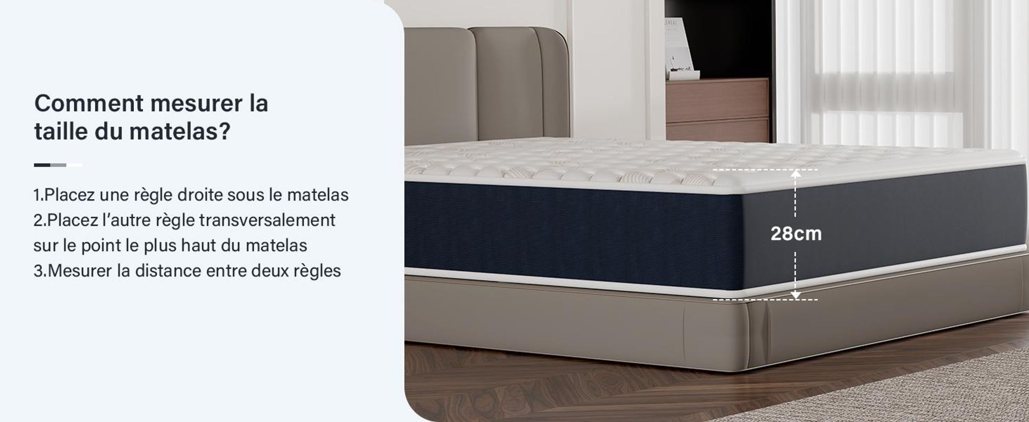 DEWINNER Matratze 180 x 200 cm, Schaumstoff 28 cm und Memory-Schaum-Matratze, perfekte Unterstützung mit hoher Resil, atmungsaktiv, 7 Zonen