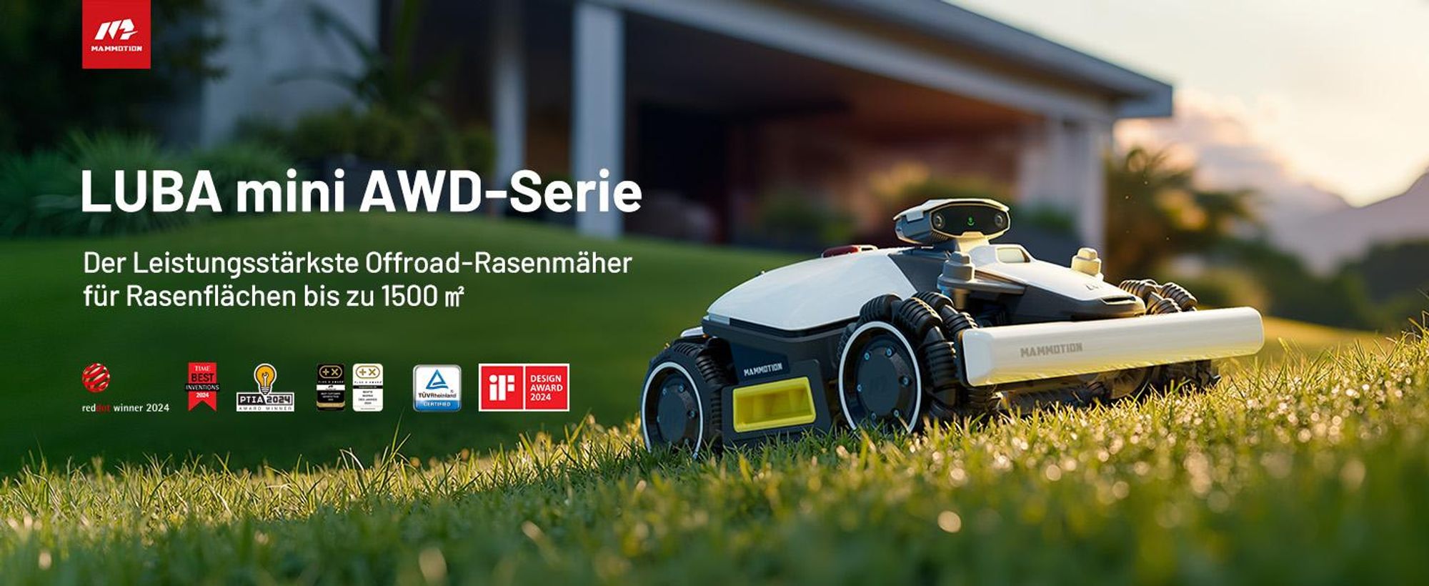 Mähroboter Mammotion LUBA mini AWD 1500 ohne Begrenzungskabel NetRTK+Vision Auto-Kartierung Empf. 1500m² Max. 1800m² 80% Steigung mit 4G-Modul APP