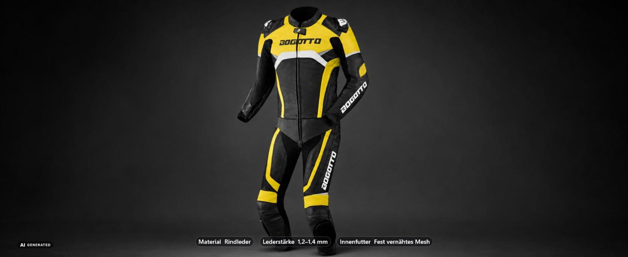 Bogotto Misano 2-Teiler Motorrad Lederkombi, schwarz/weiß/rot/blau, 52