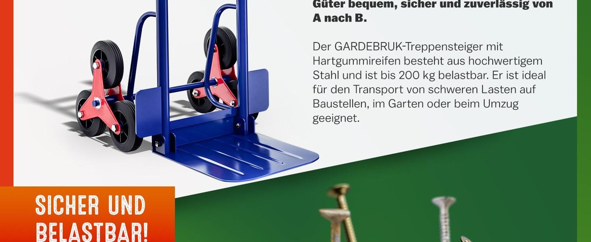 GARDEBRUK Treppenkarre Klappbar 200kg Hartgummireifen blau