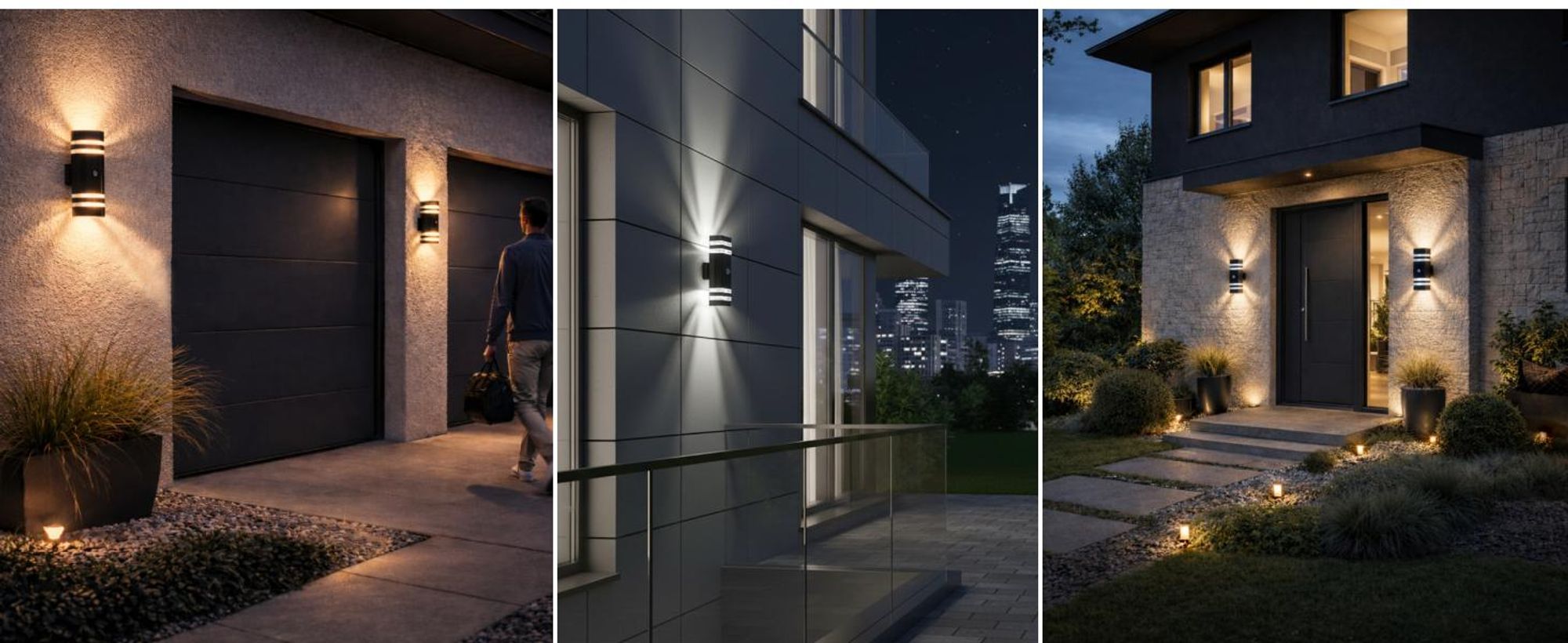 LUMILED Außenwandleuchte mit Bewegungsmelder Wandlampe Außenleuchte Wand GU10 Fassung (max. 12W LED) IP54 Wandleuchter oben und unten Terrasse Fassade rechteckig Kunststoff