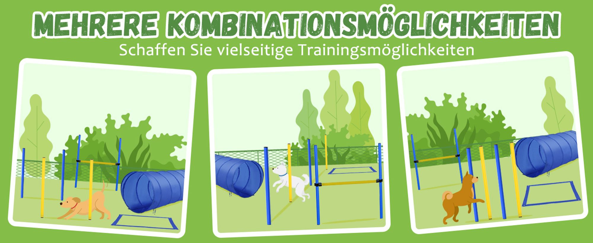 PawHut Hunde-Agility-Trainingsgeräte, Hunde-Agility-Parcours, Hund Agility Set