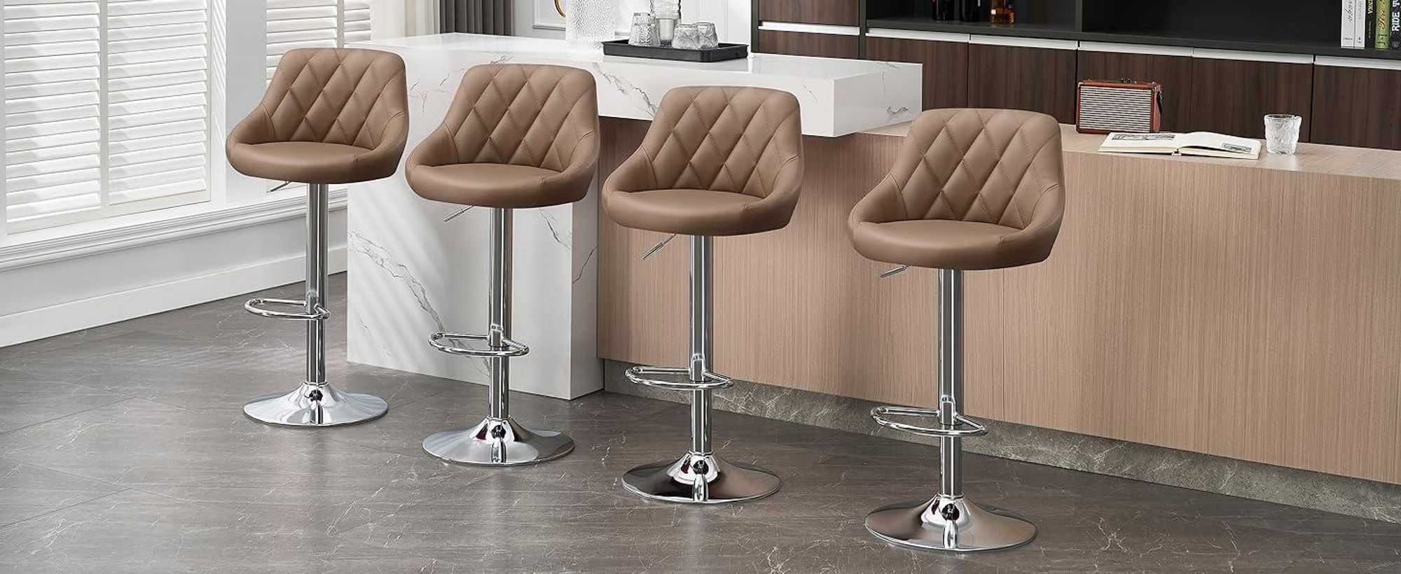 WOLTU 1er Set Barhocker Barstuhl leichte reinige Kunstleder, Gute gepolsterte Sitzfläche, Höhenverstellbar 360° Drehbar, Farbwahl, Khaki