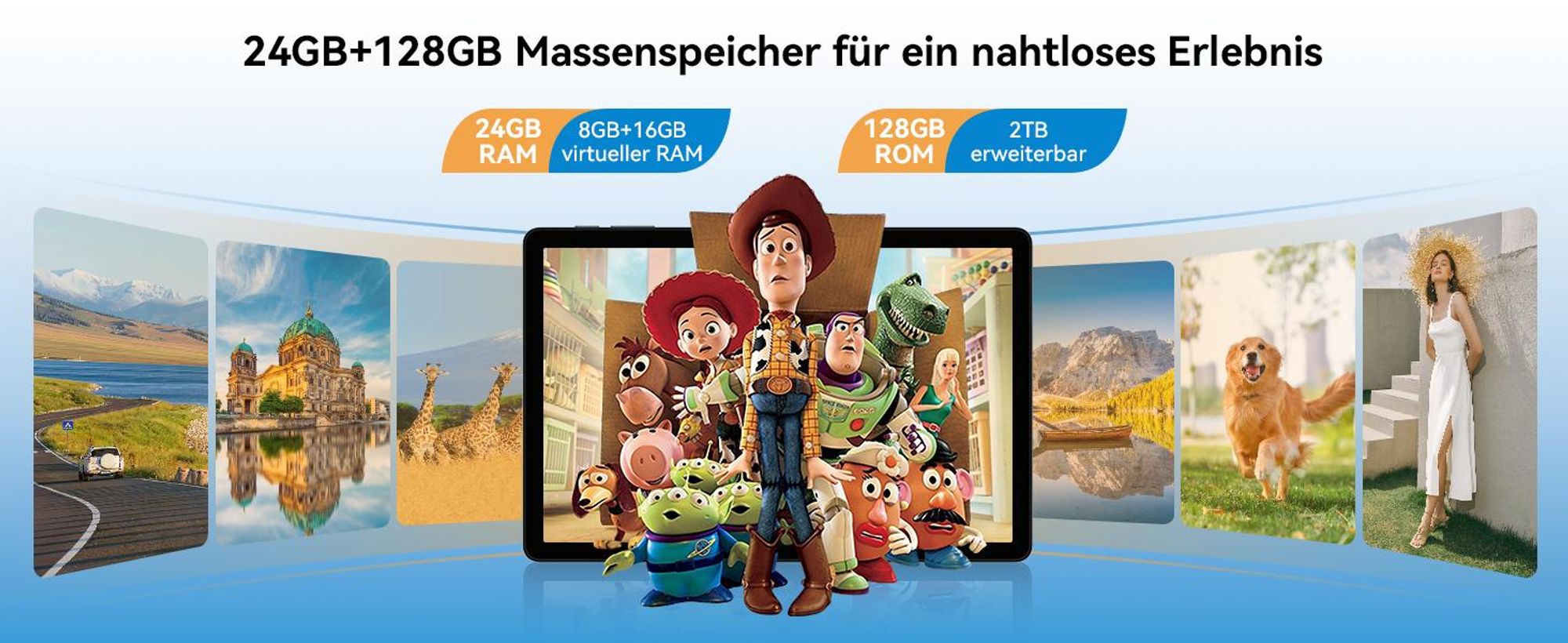 Zenva T90, Android 16, 11 Zoll Tablet, 24GB (8+16) RAM+128GB ROM (2TB TF), 5G WiFi, Stift/Maus/Tastatur-Set, 8000mAh, 16MP+8MP, Widevine L1, Gemini Al