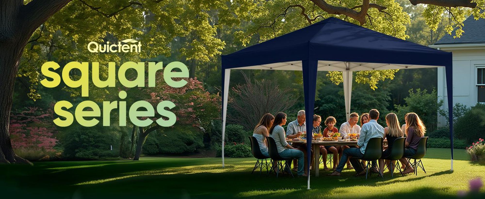 Quictent Pavillon 3x3m Wasserdicht Faltpavillon Stabil Winterfest, Pop-Up Klicksystem, UV-Schutz 50+, Gartenzelt, Partyzelt, Festzelt Blau