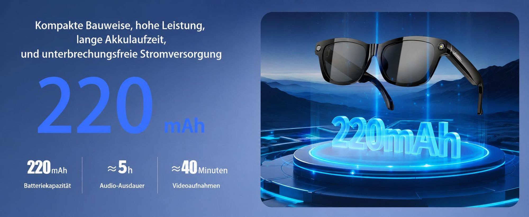 Lunettes connectées Blackview BV100 avec assistant IA, appareil photo 8 Mpx et audio ouvert - Bluetooth 5.4, 51 h d'autonomie en musique, mains libres, IP54