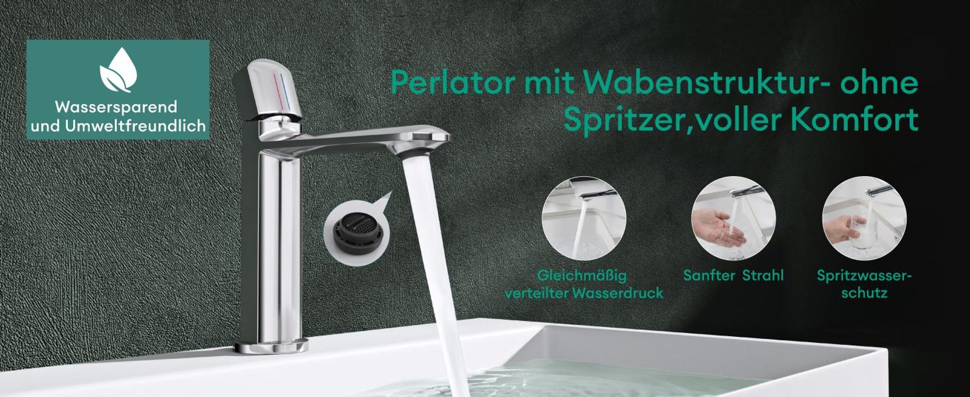 Mai & Mai Armatur Bad Wasserhahn Badezimmer Waschtischarmatur Einhebelmischer Mischbatterie Bad aus Messing mit Wassersparfunktion Silber 1190