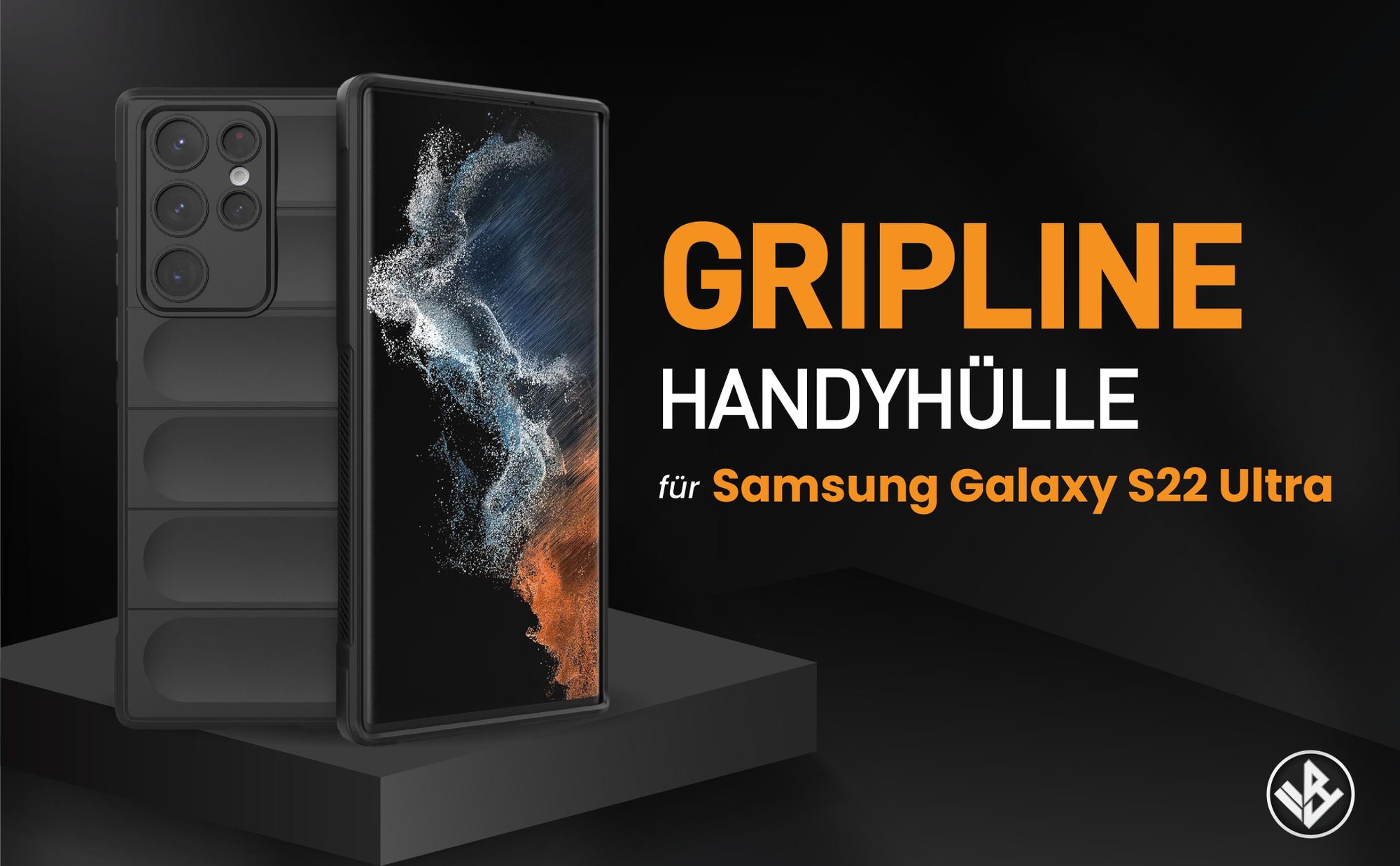 Schwarze ergonomische Grip Schutzhülle für das Samsung Galaxy S22 Ultra