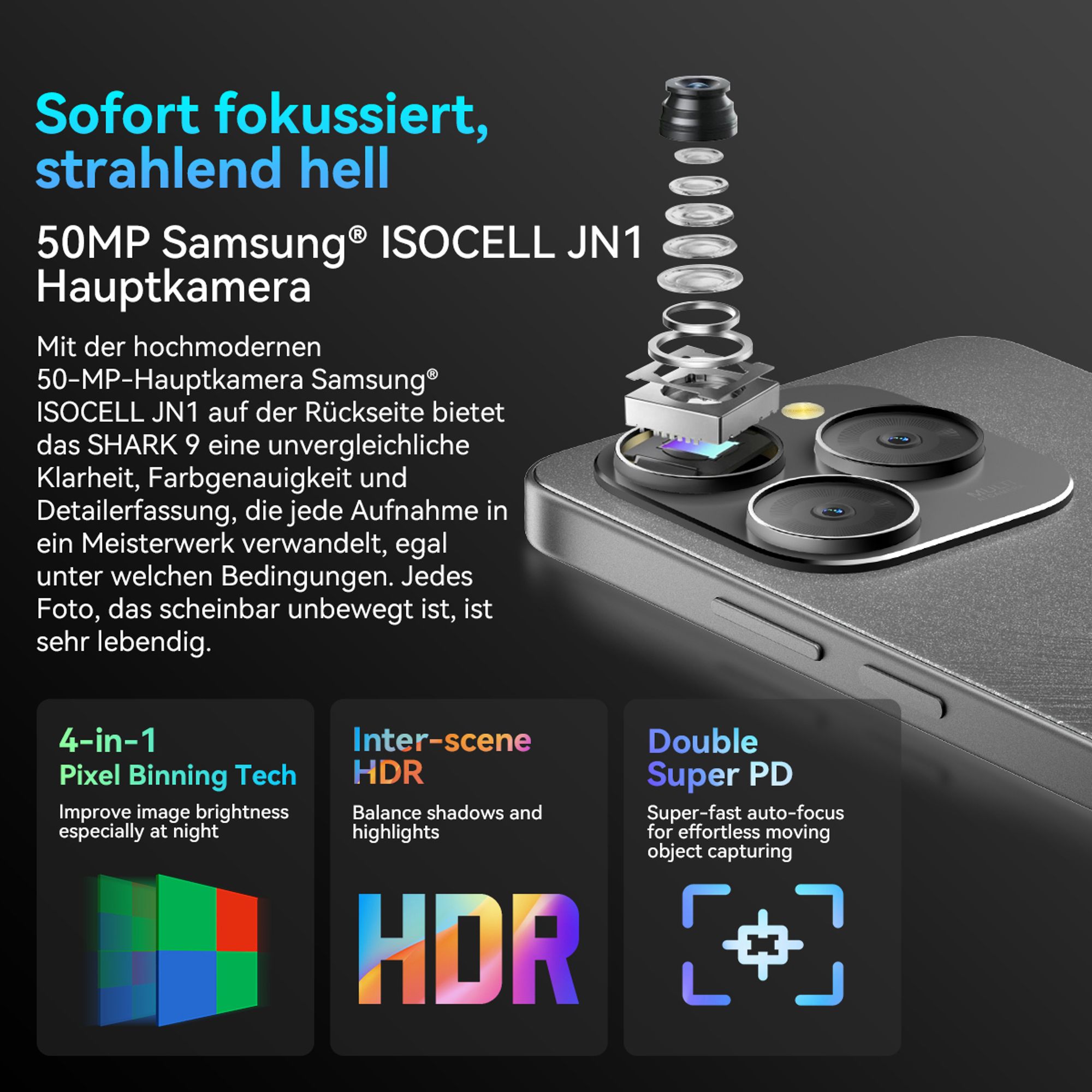 Blackview Shark 9 Handy 5G 24GB(8+16GB)+256GB/2TBTF,Octa Core,Super PD 50MP AI Fotoalbum, Smartphone ohne vertrag, 6.67“, 5000mAh, Dual SIM, 4K Video