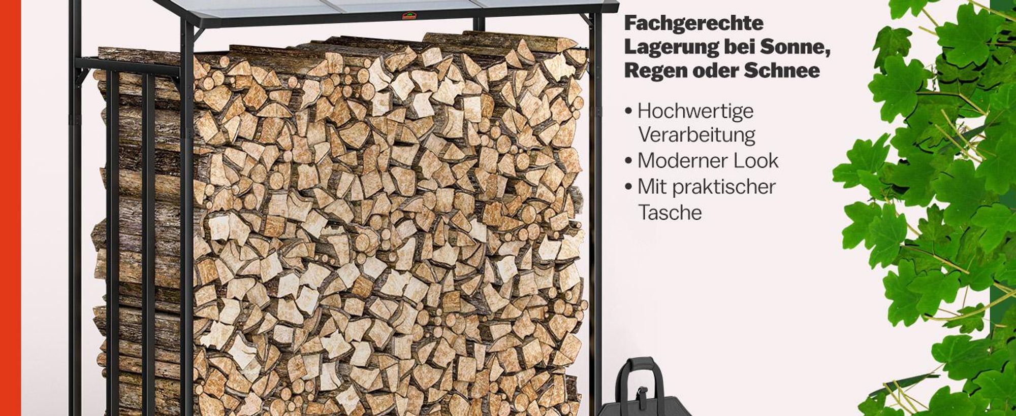 GARDEBRUK® Kaminholzregal XXL 198H x 163B x 70T cm