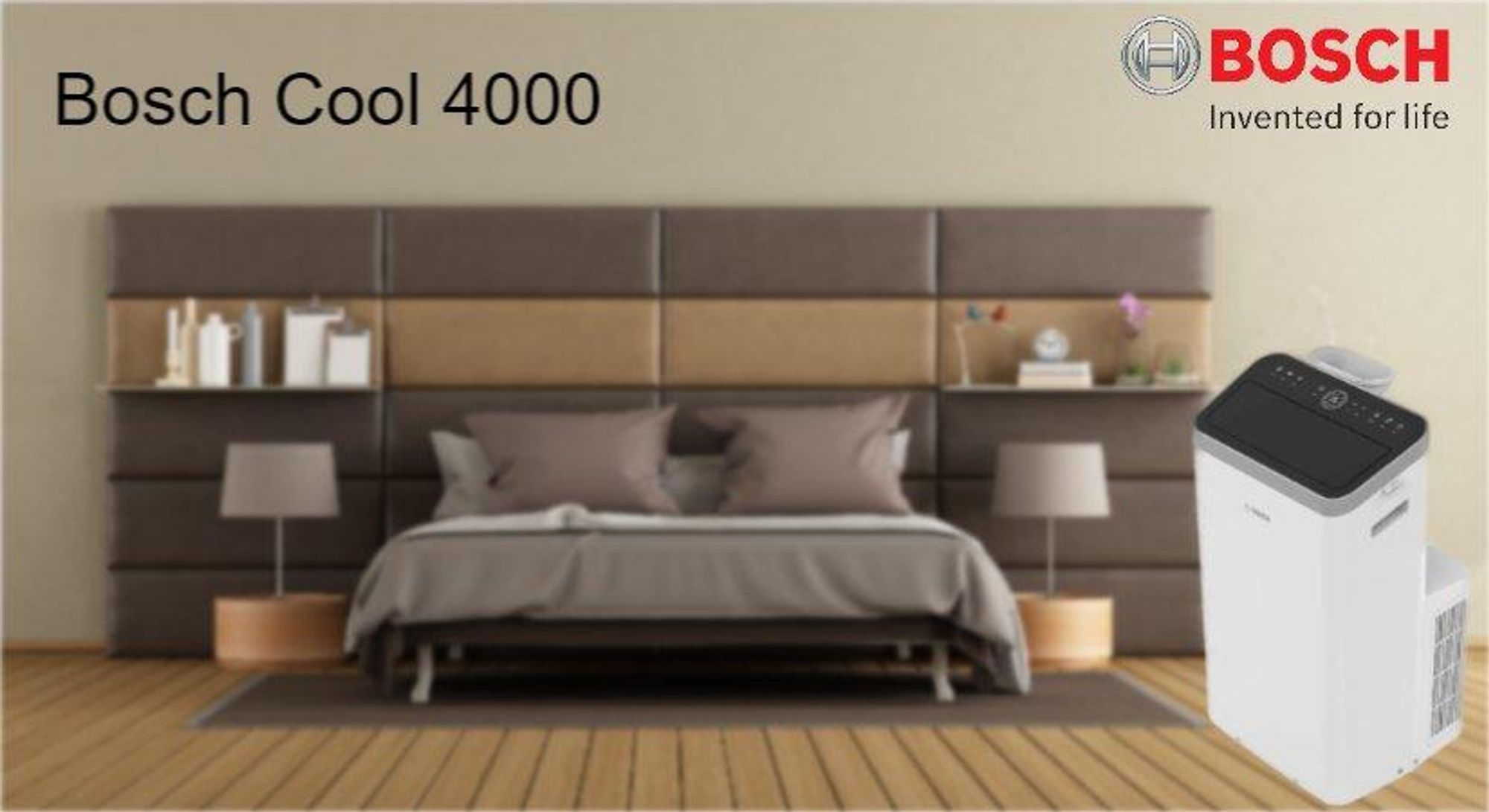 Bosch Cool 4000, Einteilige mobile Klimaanlage, Kühlung, Entfeuchter, Ventilierend, 64 dB, 2600 W, 2,01 l/h, 35 m²
