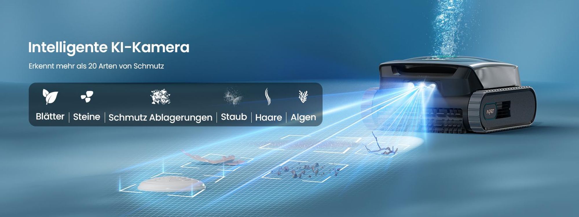AIPER Scuba V3 (Neu 2026) Kabelloser Poolroboter mit KI, Boden- & Wandreinigung, App-Steuerung