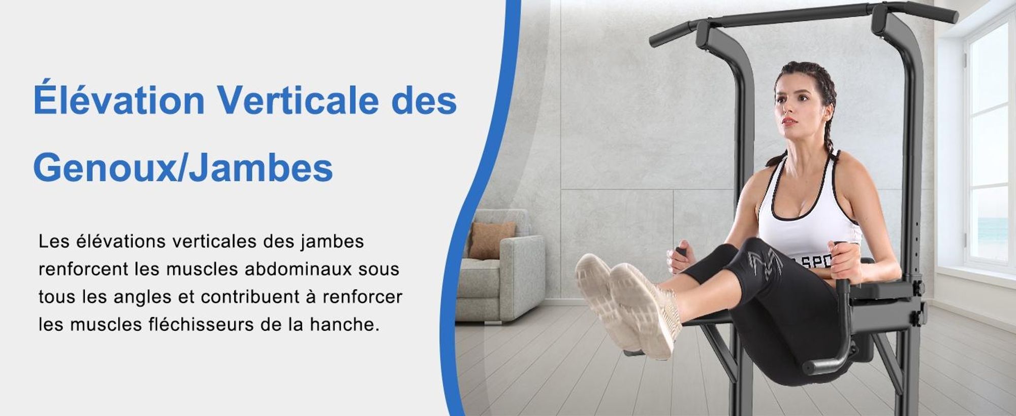 DH FitLife Power Tower Dip Station – Station de Musculation avec Barre de Traction et Barres de Dip pour Entraînement à Domicile
