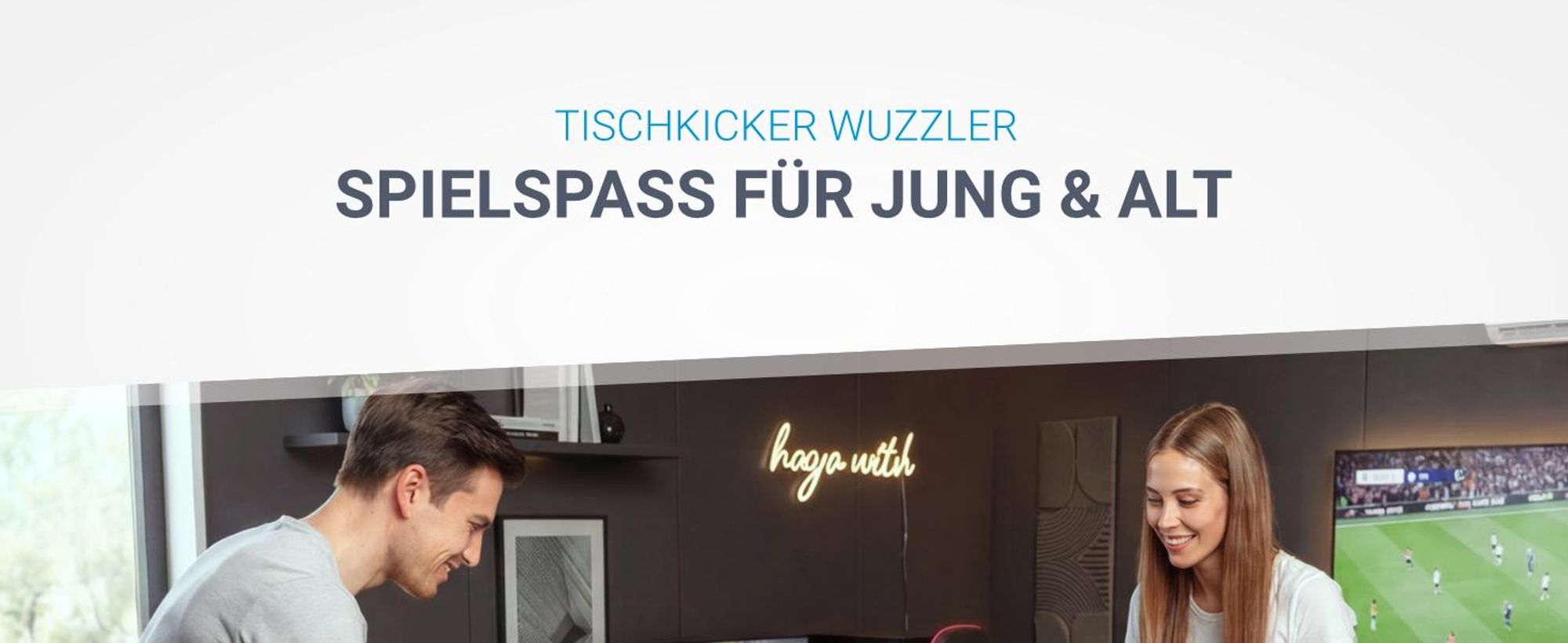 ArtSport Tischkicker Wuzzler – Kickertisch inkl. 2 Bälle mit Getränkehalter – Kicker – Tischfußball – Fußballtisch - Kickerkasten