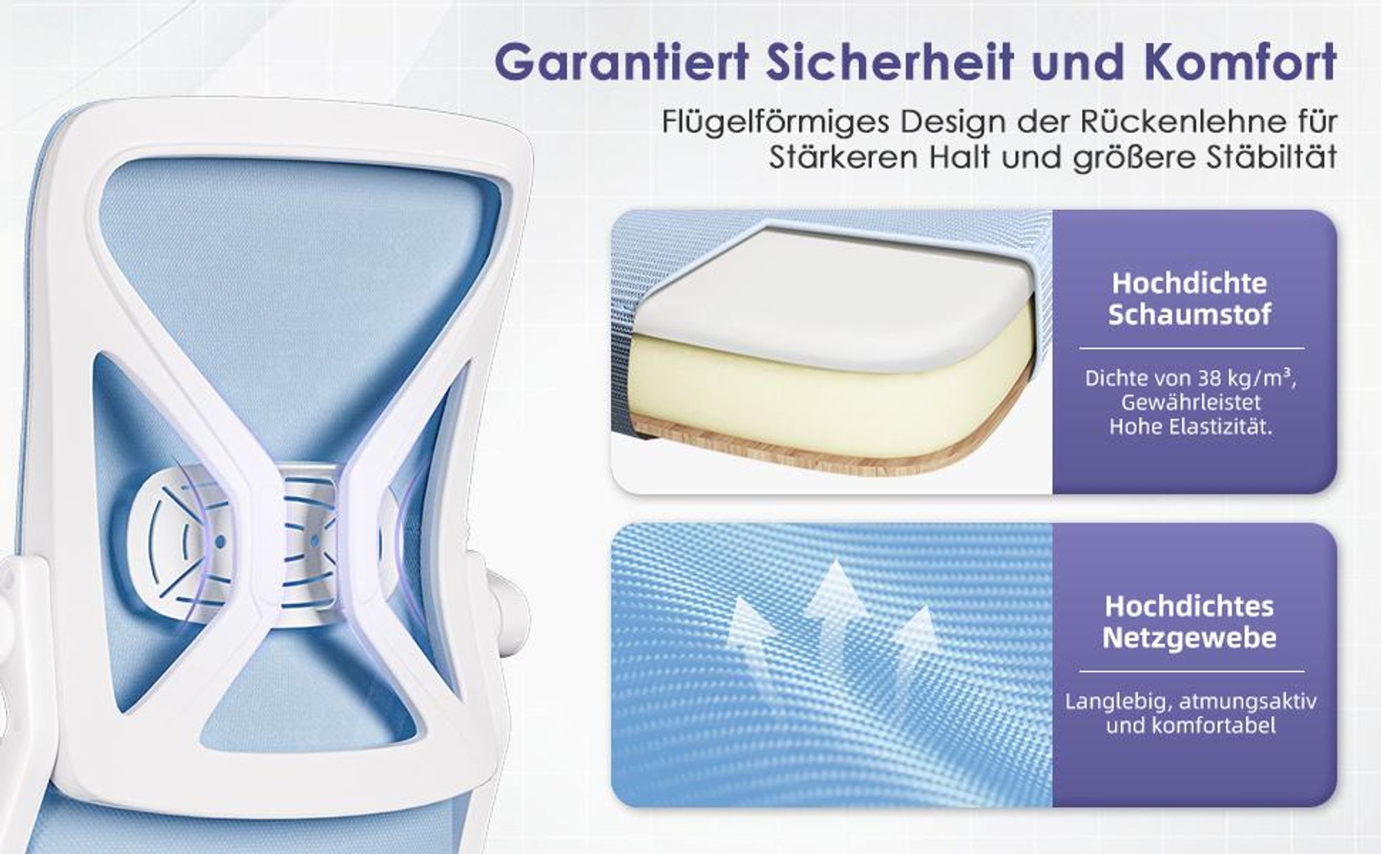 Hiazurm Bürostuhl, Schreibtischstuhl, bürostuhl ergonomisch mit Verstellbaren Armlehnen, höhenverstellbar,S-förmige Lendenstütze,Chefsessel 150kg