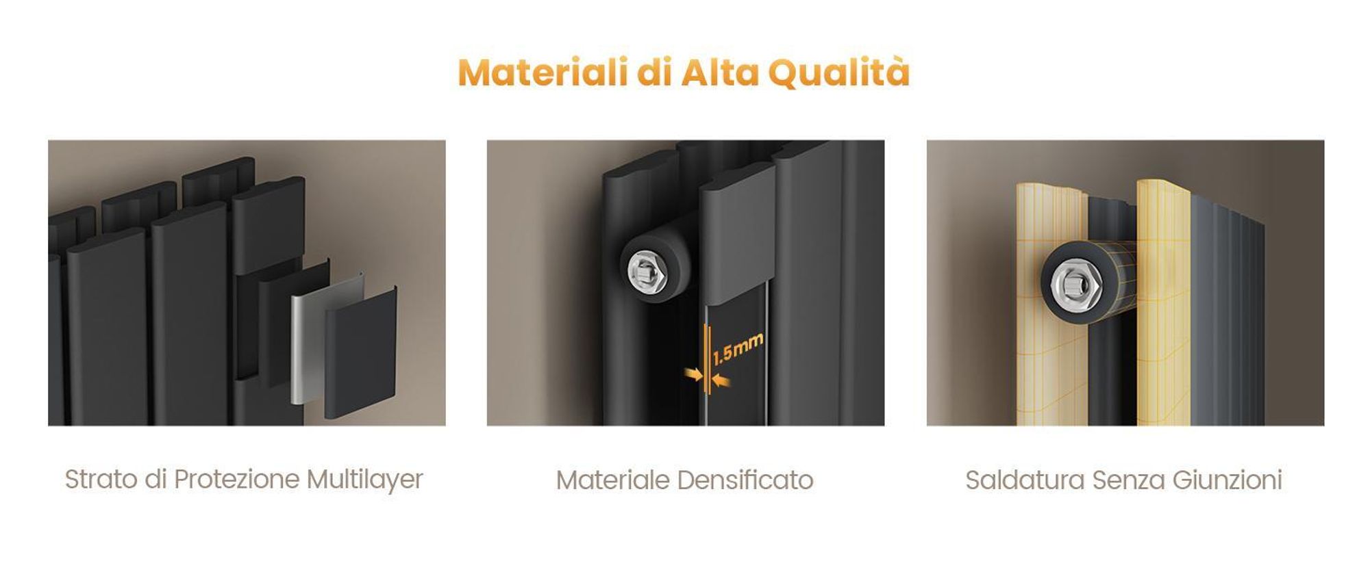 Radiatore EMKE orizzontale, radiatore a pannello di design 630x620mm antracite a doppio strato riscaldamento laterale piatto, 826W senza elemento riscaldante