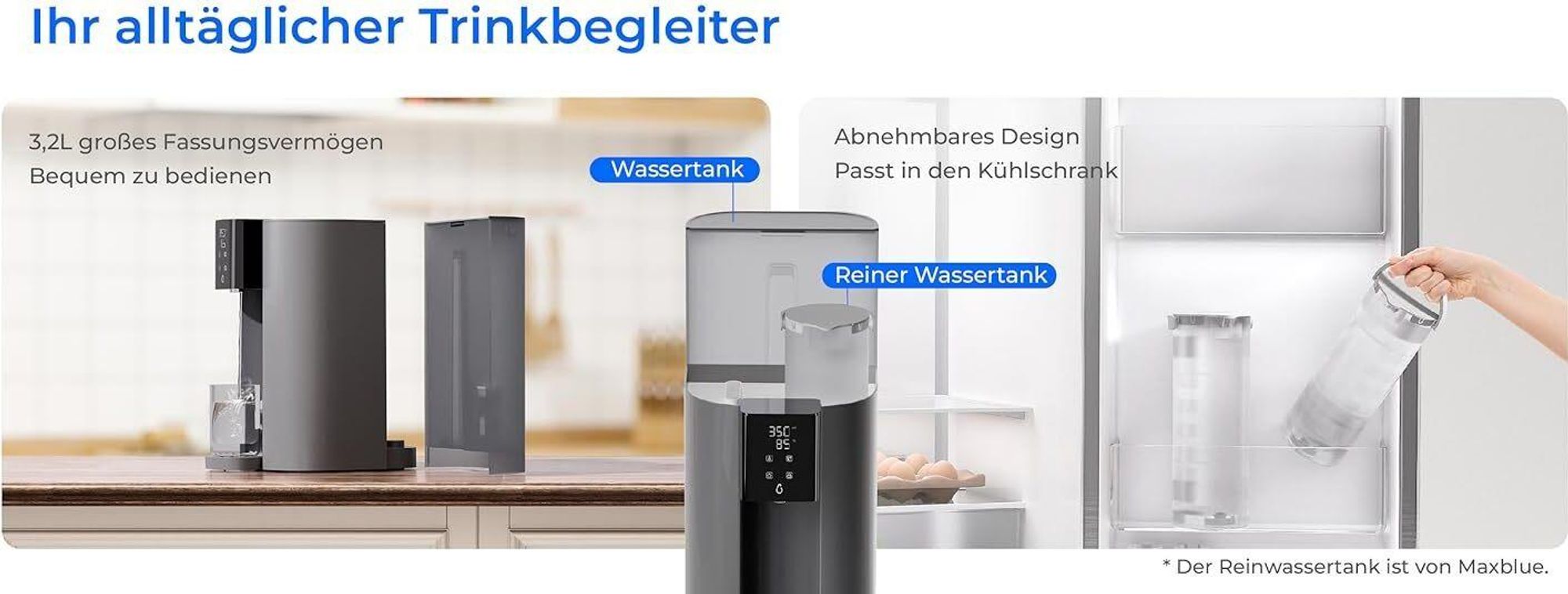 Waterdrop CoreRO Auftisch Umkehrosmose-System mit 1 zusätzlichen Ersatz-Wasserfilter(WD-C1RF), Sofortiger-heiß Wasserspender, 5 Temperaturoptionen, 6-stufige Filtration