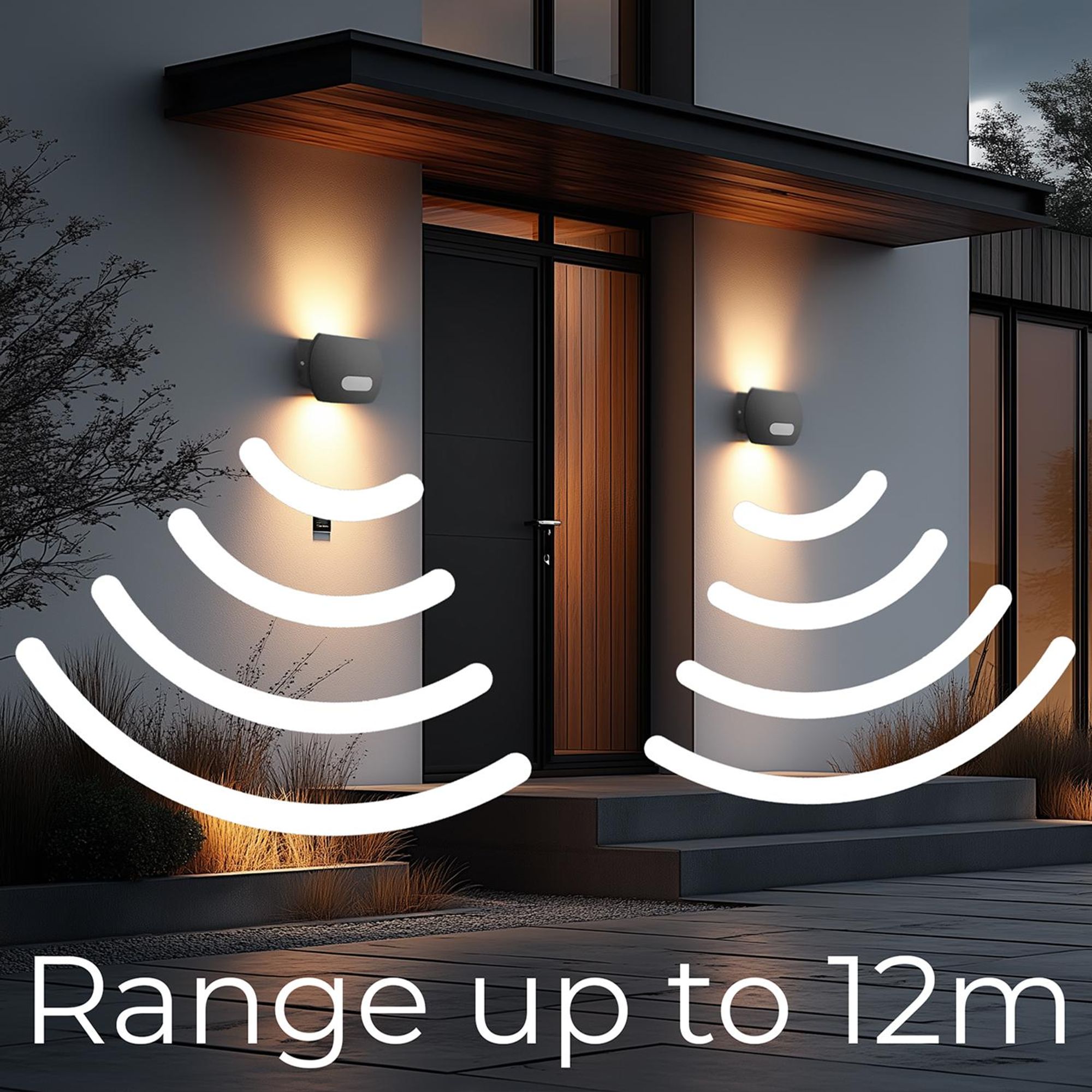 LED Wandlampe mit PIR Bewegungssensor Dämmerungssensor Außenwandleuchte Wandleuchte IP65 4000K Neutralweiß 20W 1200lm