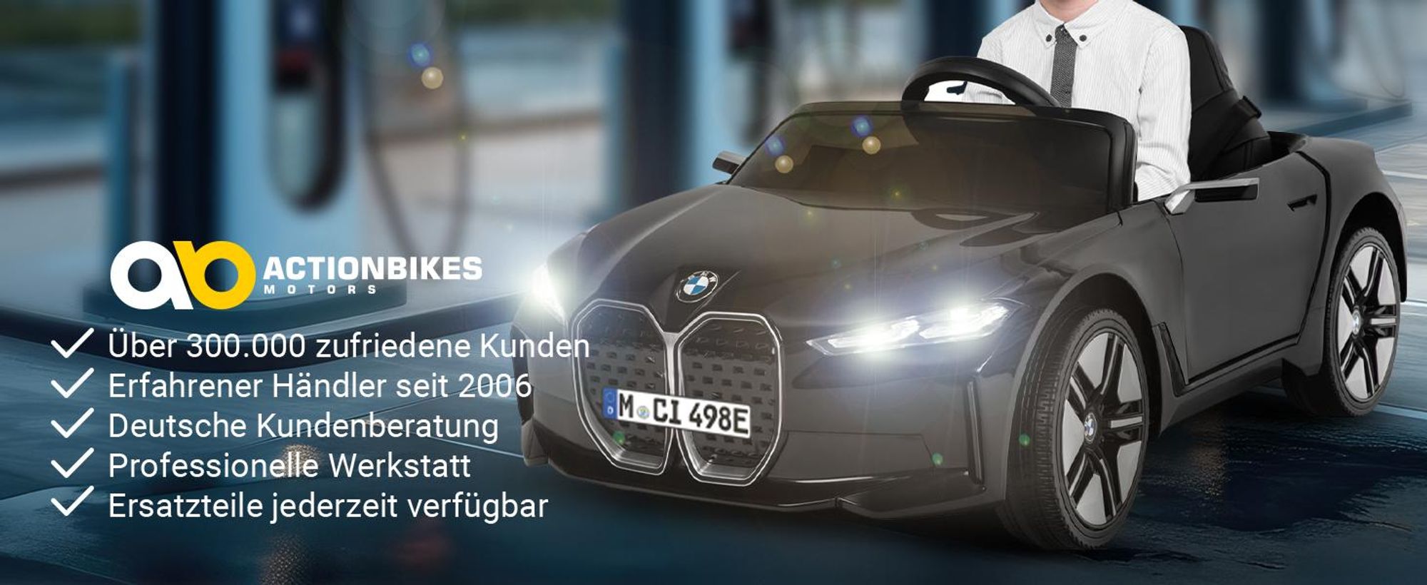Actionbikes Motors Kinder Elektroauto BMW i4 | Elektro Auto - Fernbedienung - Kinderauto elektrisch - Elektrofahrzeug - Lizensiert - 2,4 Ghz (Schwarz)