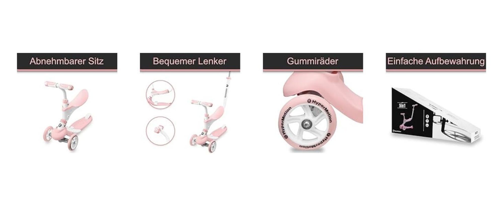 Multifunktionaler 5-in-1 Balance-Roller mit Sitz, Rosa, ab 1 Jahr