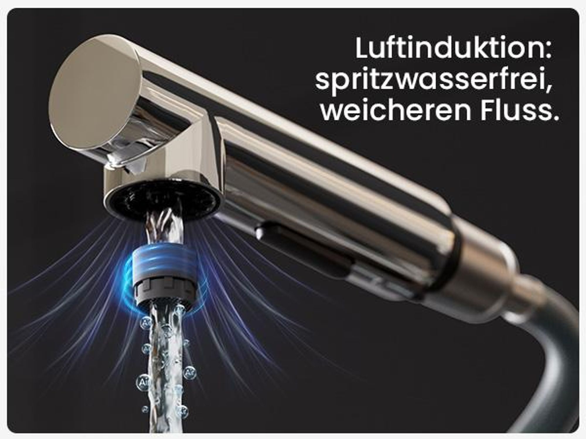 CECIPA Küchenarmatur Ausziehbar, Küchenhahn mit Dusche, Hochdruck Mischbatterie 2 Strahlarten, Edelstahl 360° drehbar für Ein- & Doppelspüle