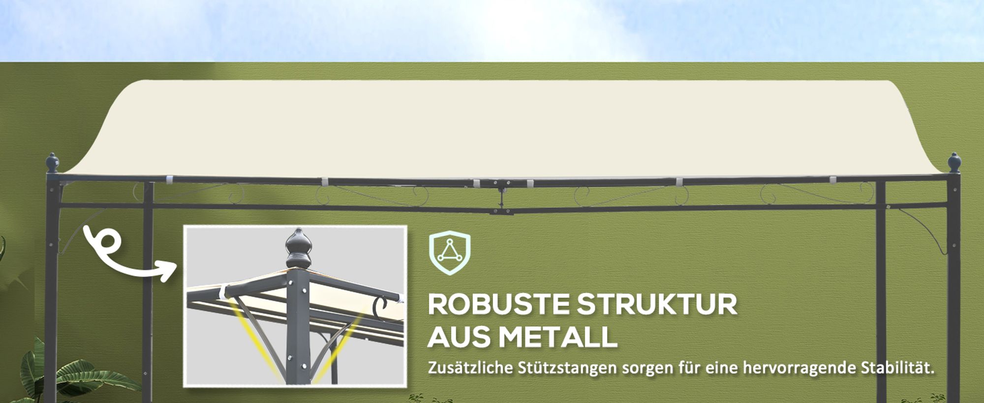 Outsunny Pergola Terrassenüberdachung Pavillon Vordach Creme 297x297x198/245 cm