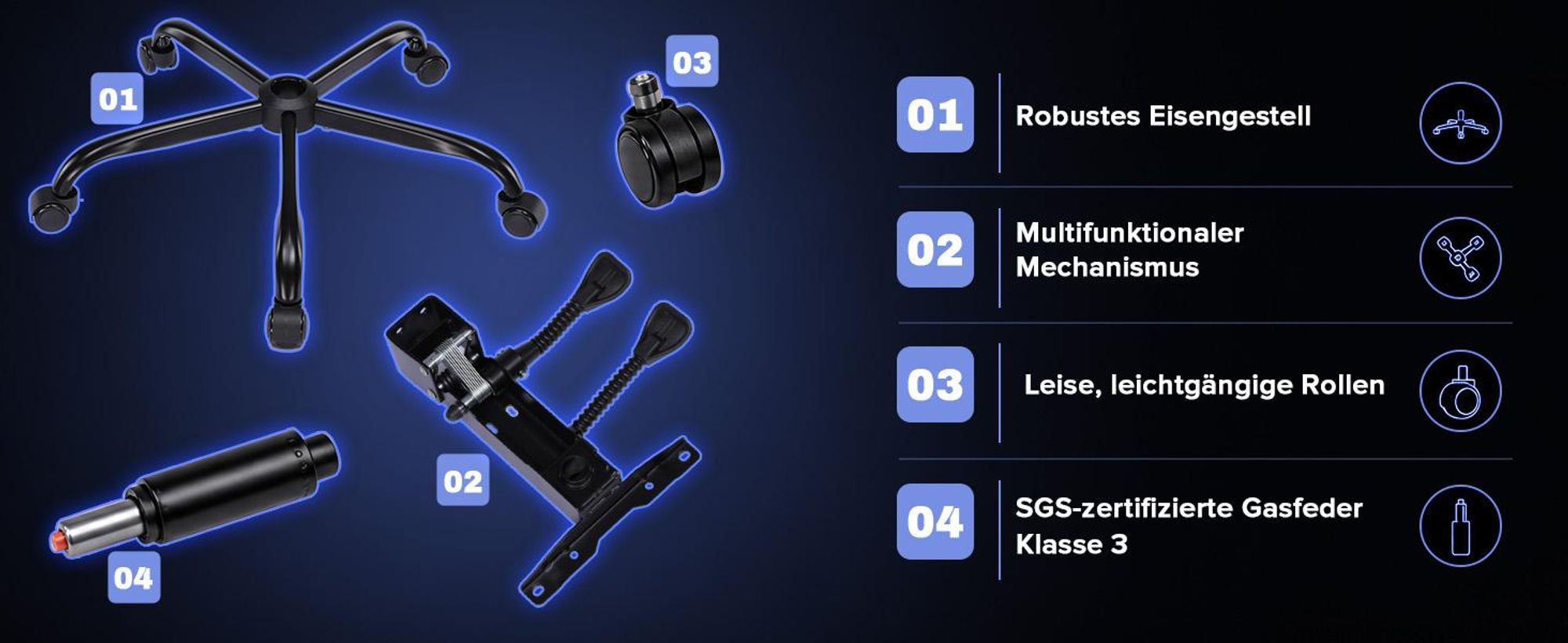 GTPLAYER Gaming Stuhl Bürostuhl Gaming Sessel mit Fußstütze, Ergonomischer Gamer Stuhl mit Verbundenen Armlehnen, Höhenverstellbaren Schreibtischstuhl