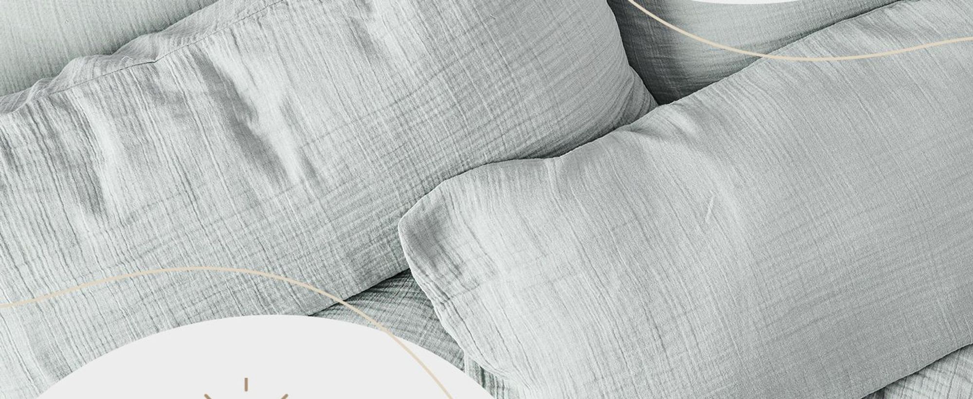 Blumtal Musselin Bettwäsche 135x200 cm - Bettbezug 135 x 200 + Kissenbezug 80x80 Grün