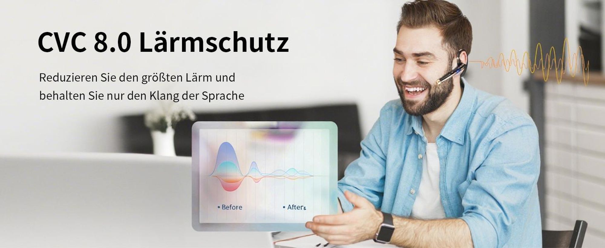Headset Bluetooth 6.1 Kabellos Kopfhörer mit CVC8.0 Mikrofon 100 Std Spielzeit Freisprech Handy Headset 1,5 std Schnellladung LED Ladebox Zwei-Geräte