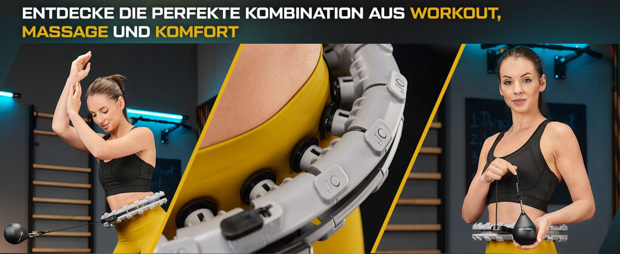 TREX SPORT Smart Hula Hoop Reifen mit Zähler TX-020CHH | Fitnessreifen mit LCD Display, 400g Gewicht, 24 Segmente, 360° Massage mit Noppen | Grau