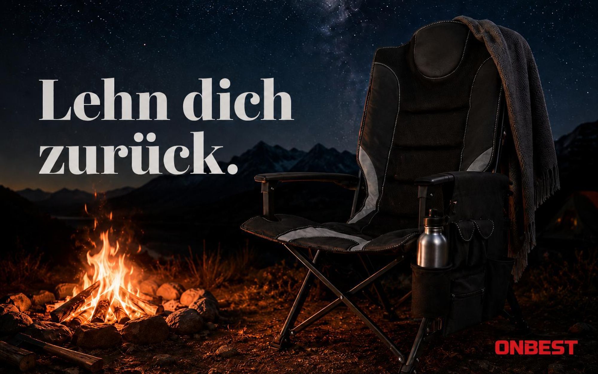 ONBEST Campingstuhl | faltbar | 150 kg | inklusive Tragetasche | Rückentasche | Stahlgestell | Wasserabweisend