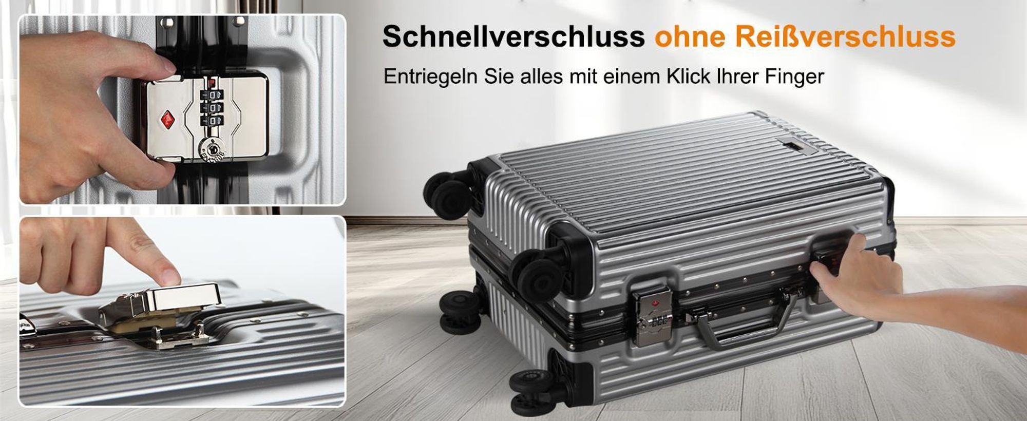 HOMELUX Trolleyset Größe M, L, XL Reisekoffer Alu-Rahmen ABS & TSA Schloss 3 tlg. Trolley Hartschalen koffer Set 2401 Weiß
