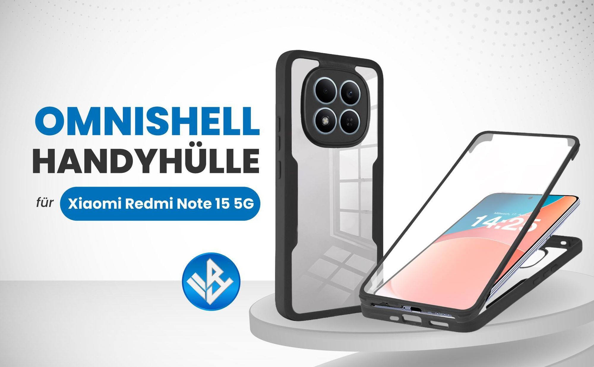 Schwarze 360 Grad Hülle für Xiaomi Redmi Note 15 5G mit Kameraschutz
