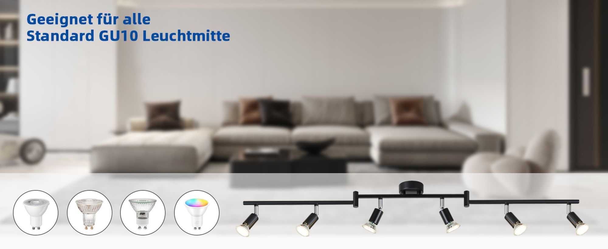 ZMH LED Deckenstrahler Schlafzimmer 6 Flammig Wohnzimmer Schwarz Modern Deckenlampe GU10 Deckenspot Schwenkbar 330°Drehbar Ohne Leuchtmittel