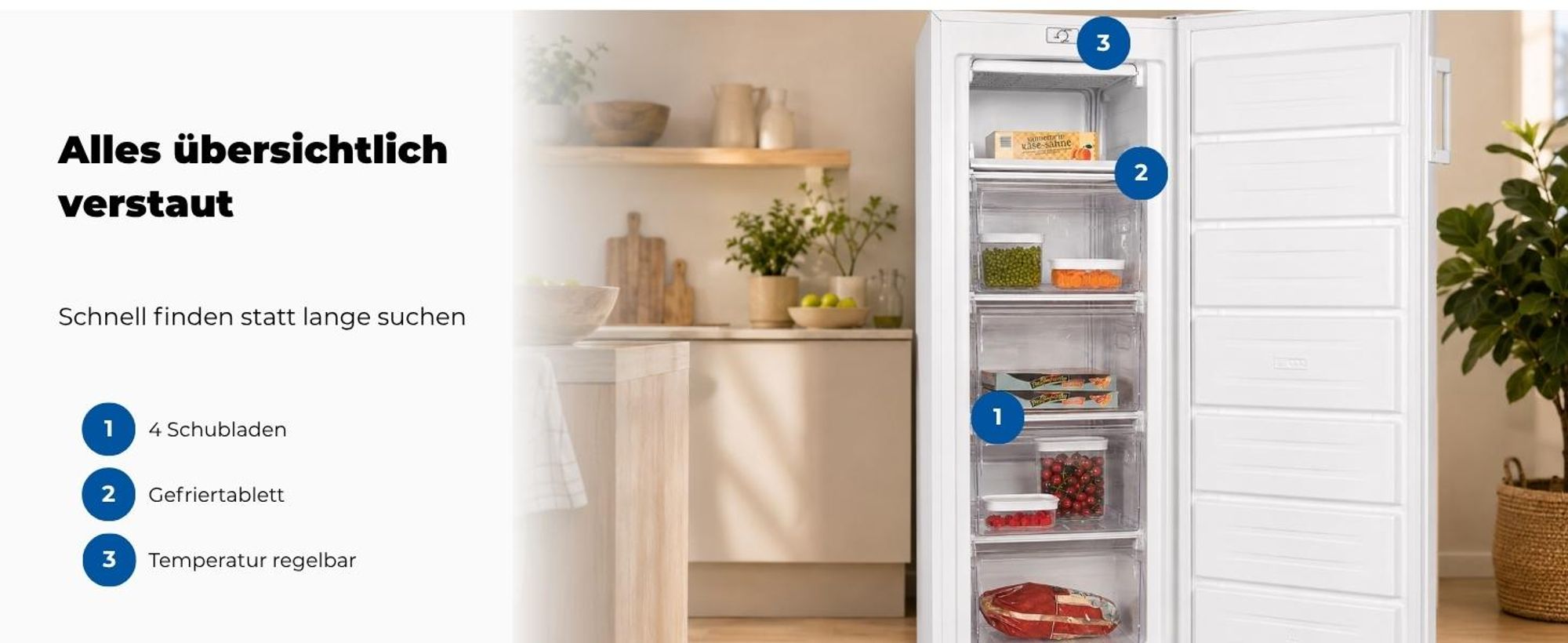 Exquisit Gefrierschrank GS5230-H-040D weiss | Tiefkühlschrank Groß 168 L Volumen | 4* Gefrieren | Türanschlag wechselbar