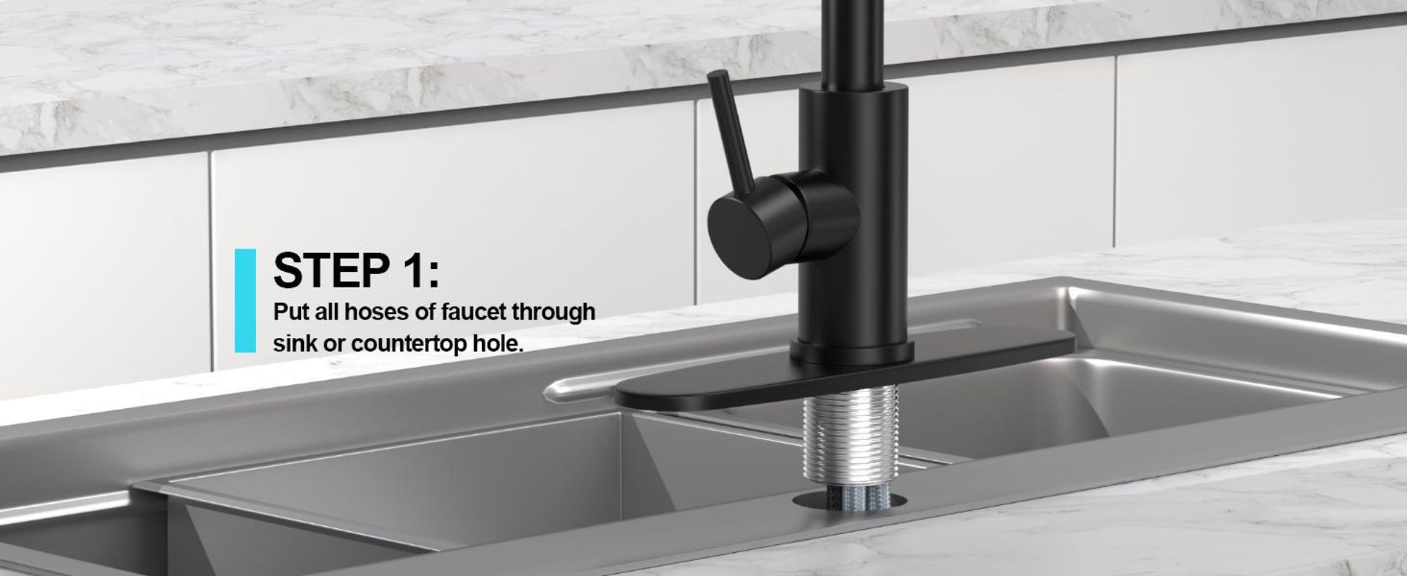 Küchenarmatur , Smart Heater Wasserhahn 360° drehbar, Edelstahl Wasserhahn Küche Waterfall Wasserhahn Küche mit 3 Strahlarte G3/8 Anschluss Armatur
