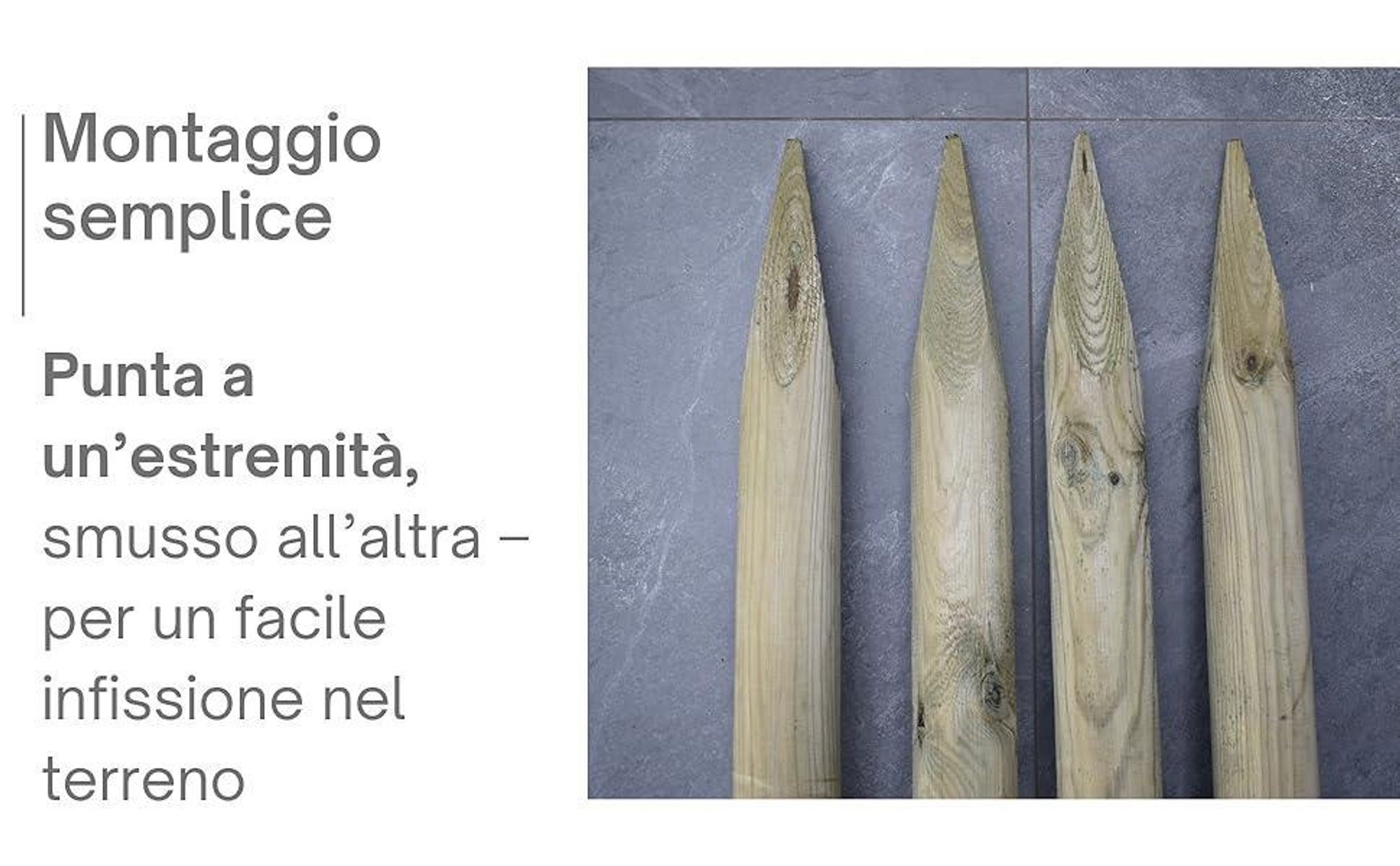 TIMBERMIK ø 8cm 4-Pack Paletti di Legno a Punta Lunghezza: 80 cm Recinzione Tondo Staccionata Pino Torniti Giardino Impregnato Verde oliva